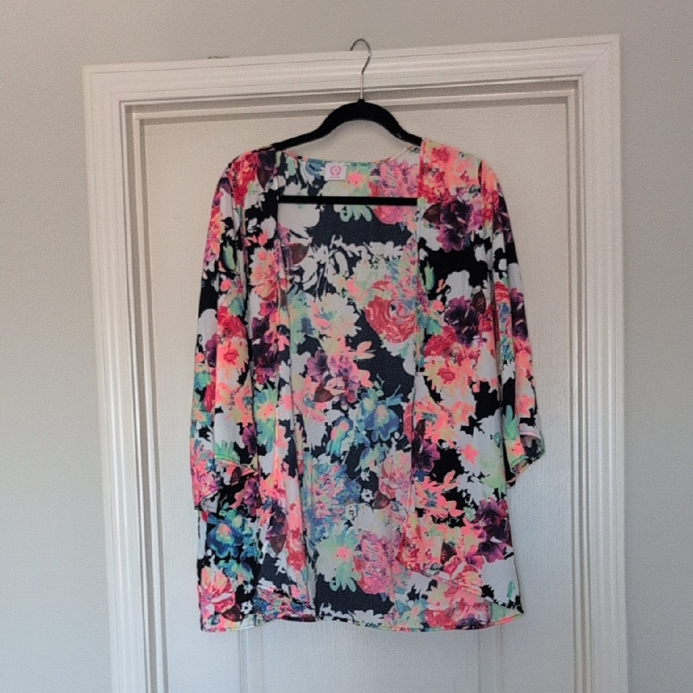Floral Kimono Cardigan - Multicolor